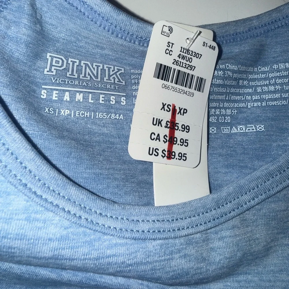 NWT Pink by Victoria's Secret Blue Workout Top - Picture 2 of 2